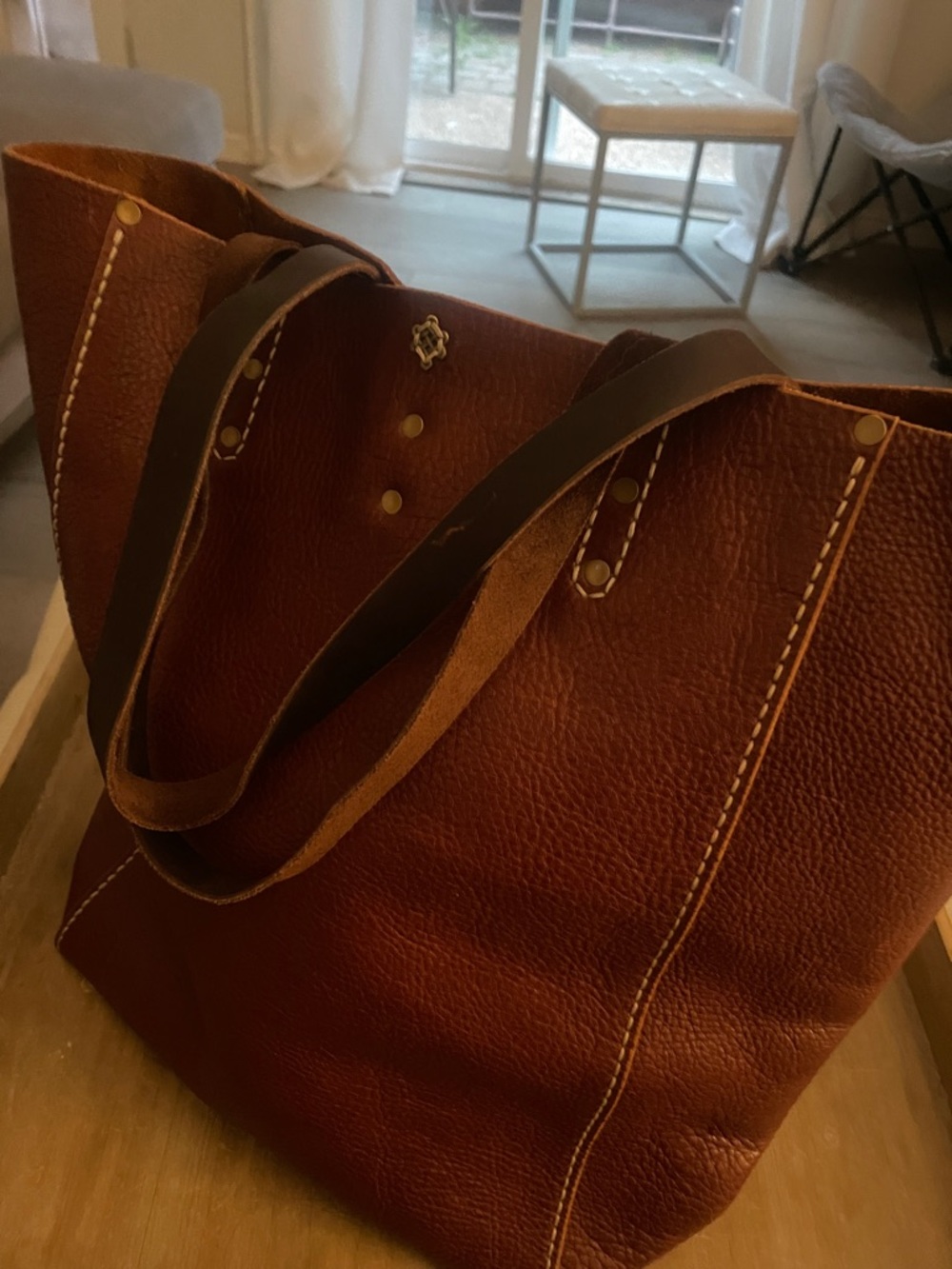 Hand Crafted Frye style Brown Leather Hobo Tote
